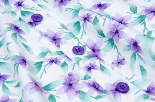 White and Purple Floral Twirl Dress - In-Stock