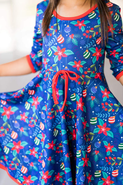 Blue Christmas Twirl Dress - In-Stock
