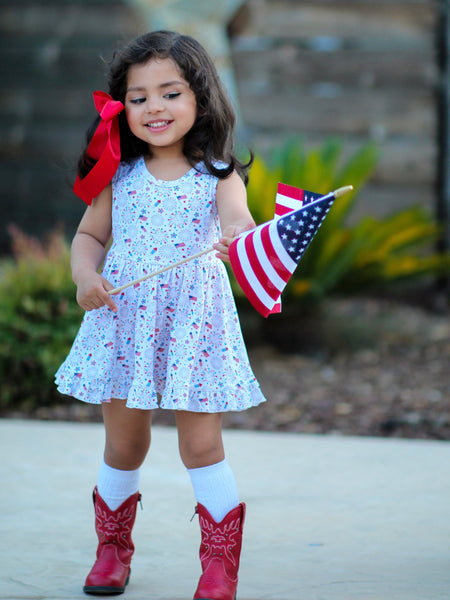 Flags and Fireworks Bubble Dress - In-Stock