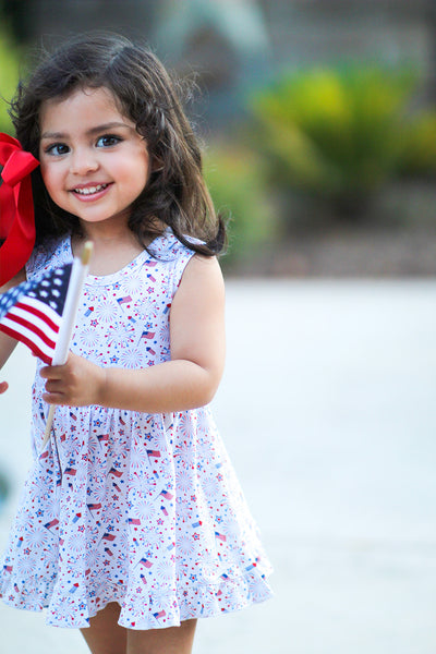 Flags and Fireworks Bubble Dress - In-Stock