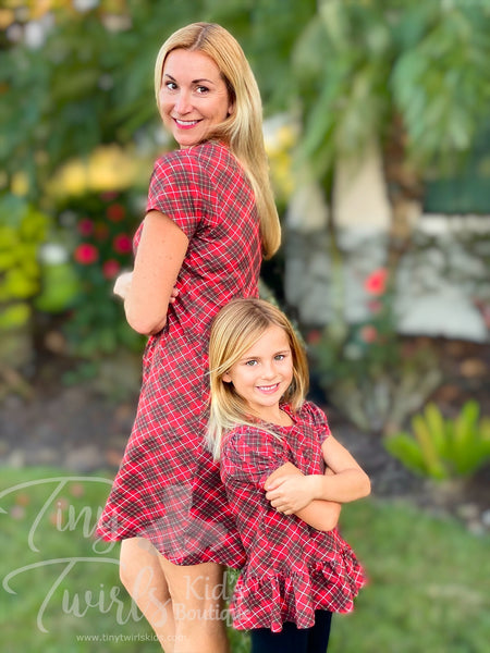 Women's Red Plaid Dress - In-Stock - Mommy & Me