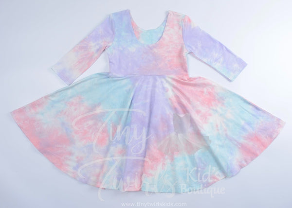 Tie Dye 3/4 Sleeve Twirl Dress - In-Stock