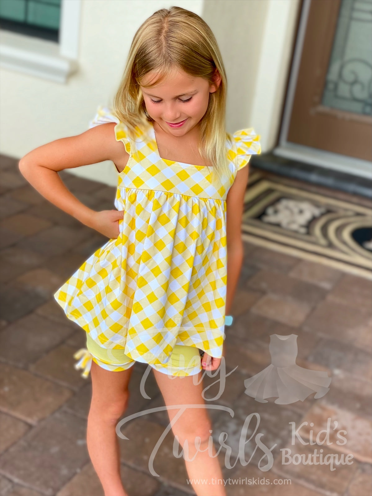 Yellow Checkered Shorts Set - In-Stock