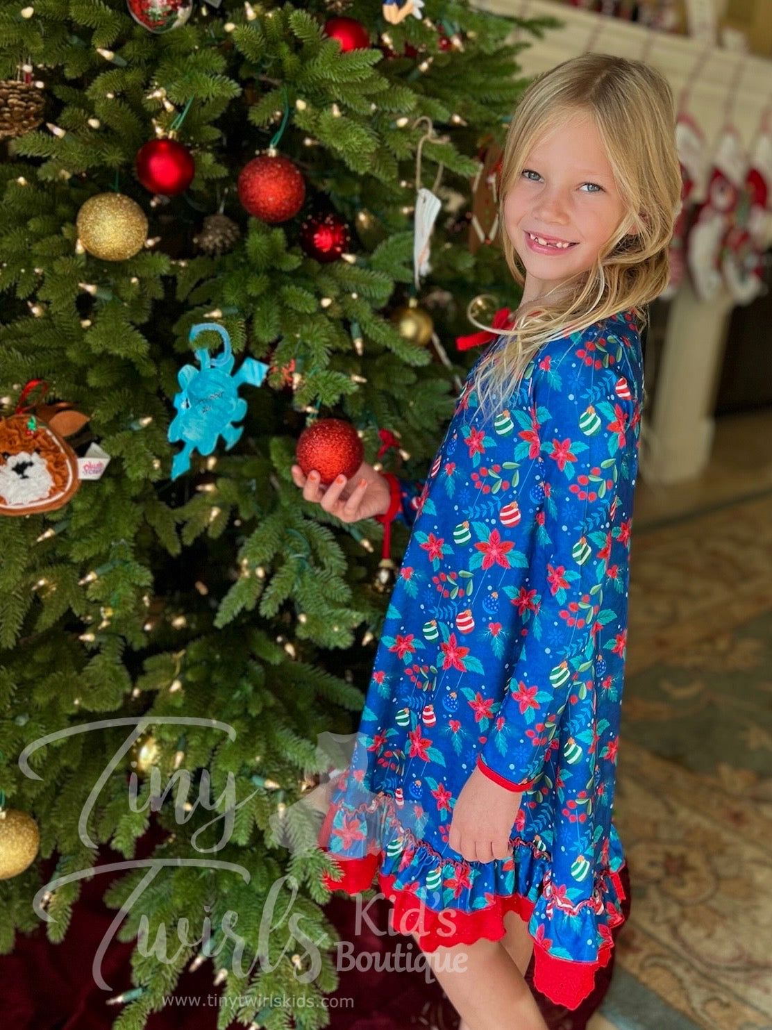 Blue Christmas Loungewear Gown - In-Stock