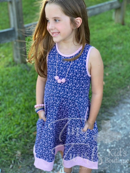Starfish Navy and Pink Twirl Dress - In-Stock