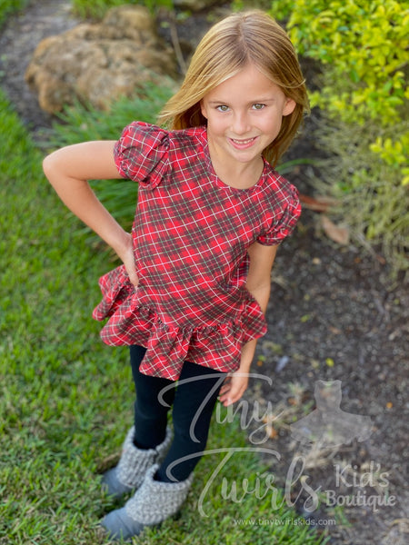 Plaid Peplum Top - In-Stock - Mommy & Me