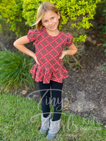 Plaid Peplum Top - In-Stock - Mommy & Me